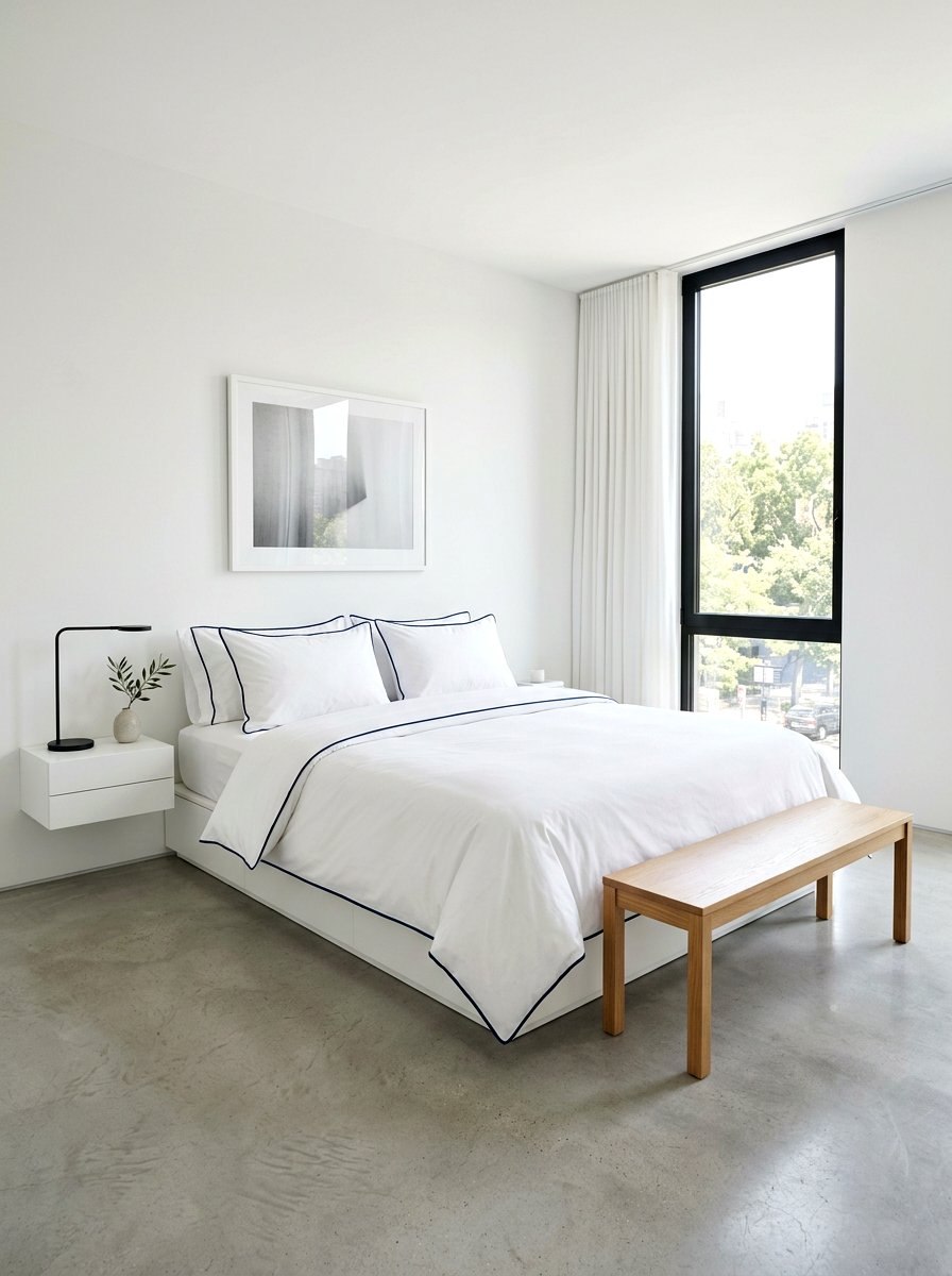 Minimalist White Piped Bedding - 30 piped bedding ideas
