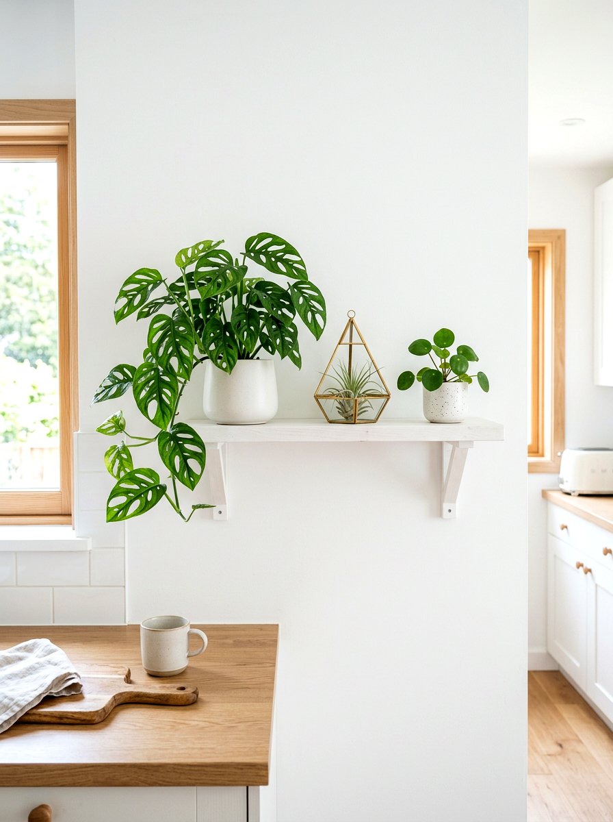 Minimalist White Plant Shelf - 30 kitchen plant shelf ideas
