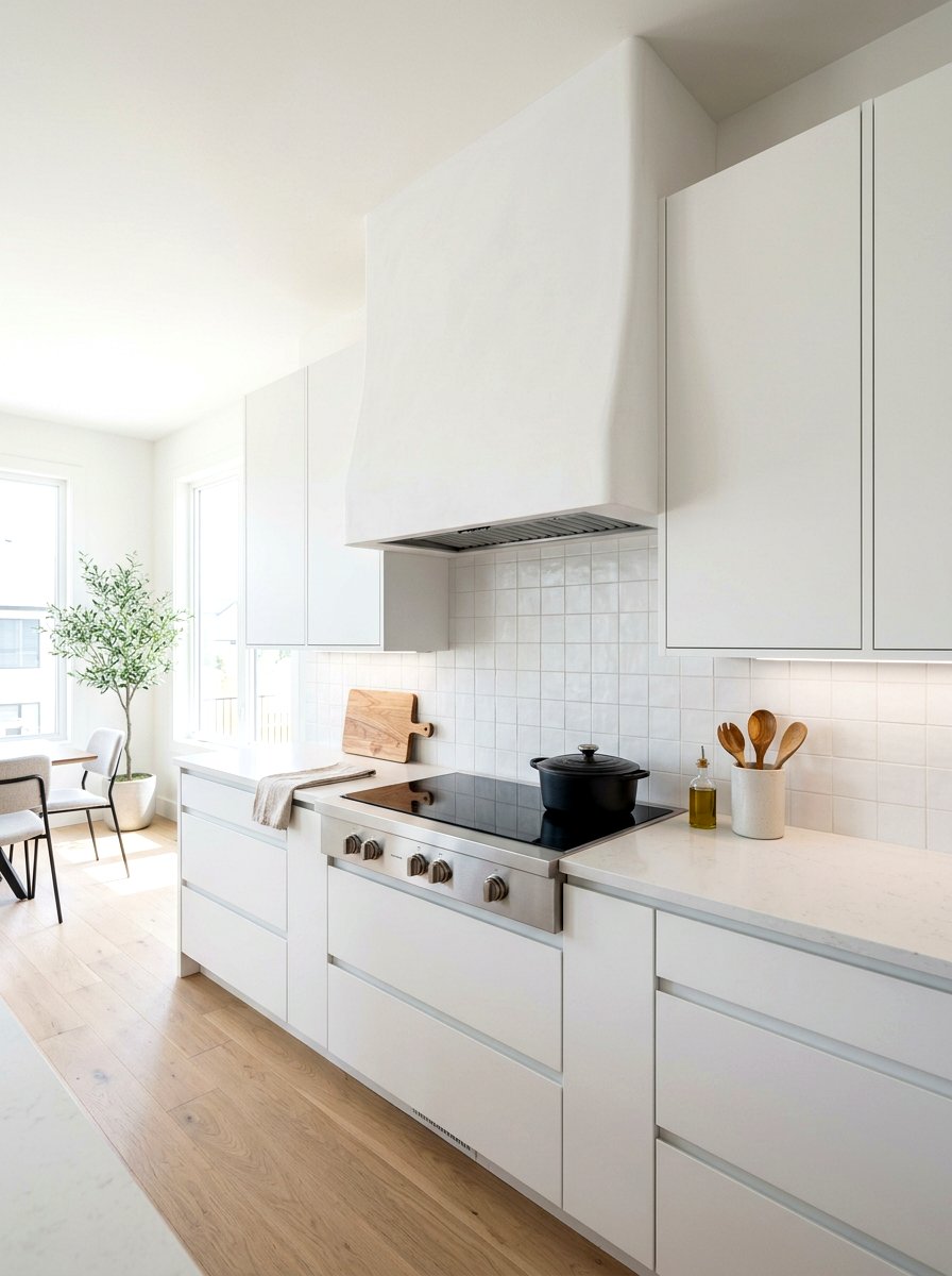 Minimalist White Plaster Hood - 30 plaster range hood ideas