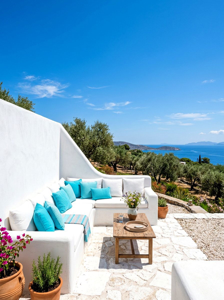 Minimalist White Plaster Lounge - 30 sunken backyard seating ideas