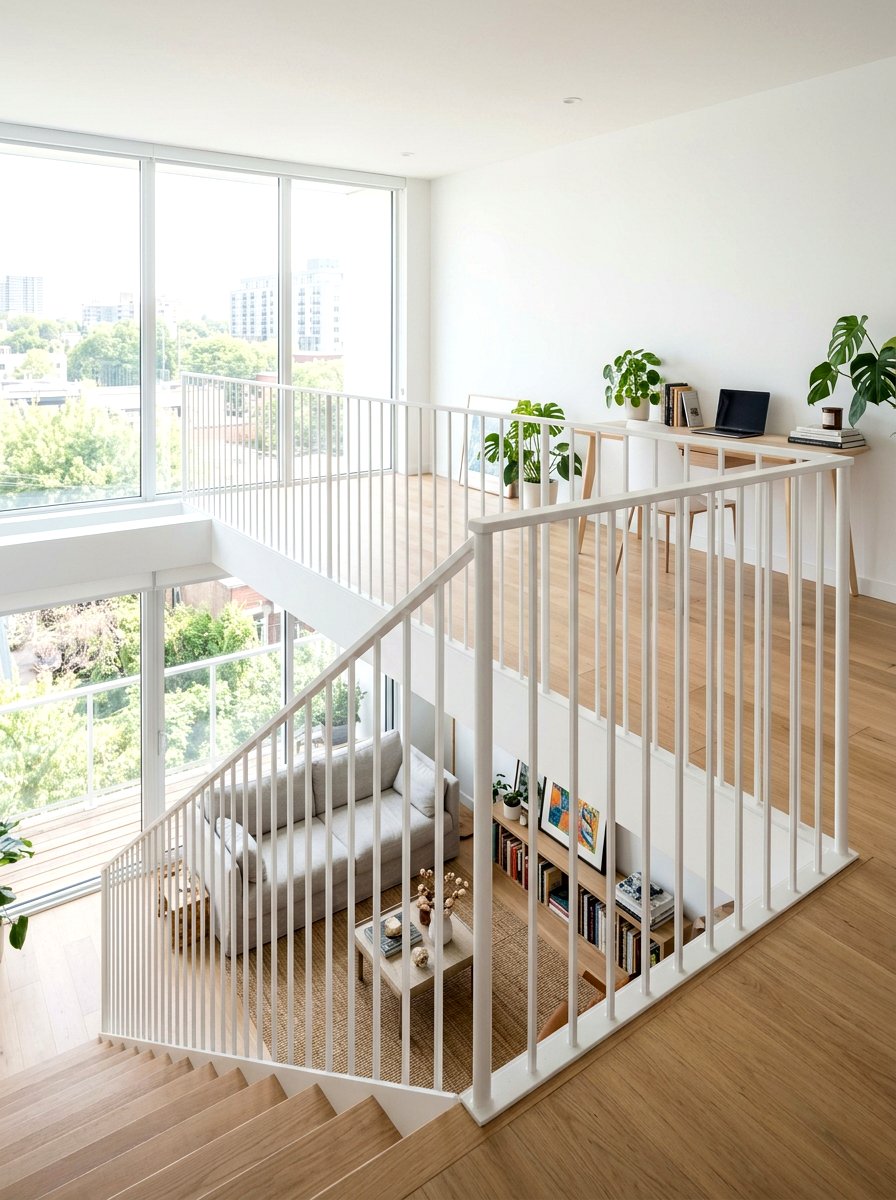 Minimalist White Railing - 30 open loft railing ideas