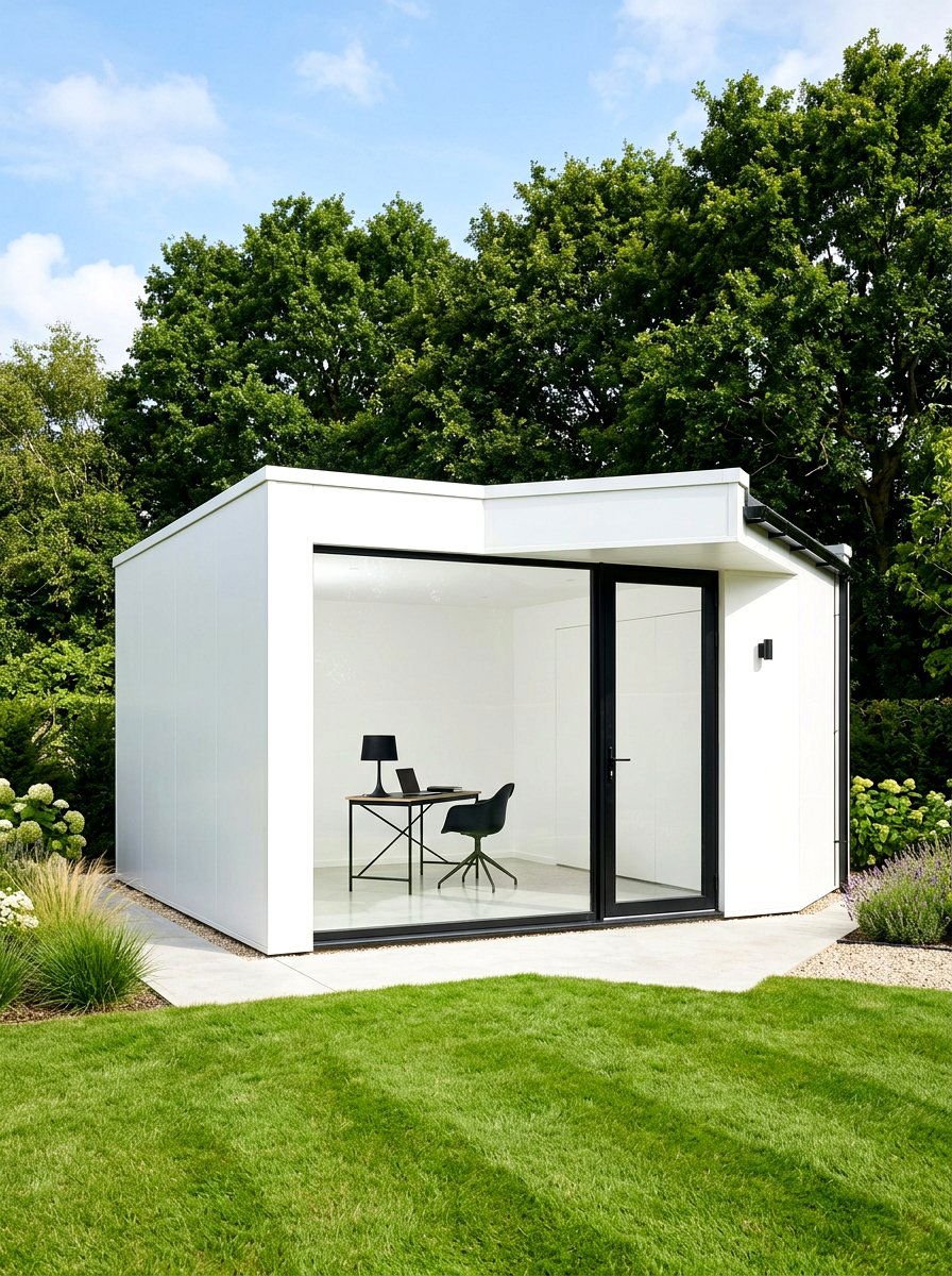 Minimalist White Shed - 30 office shed ideas