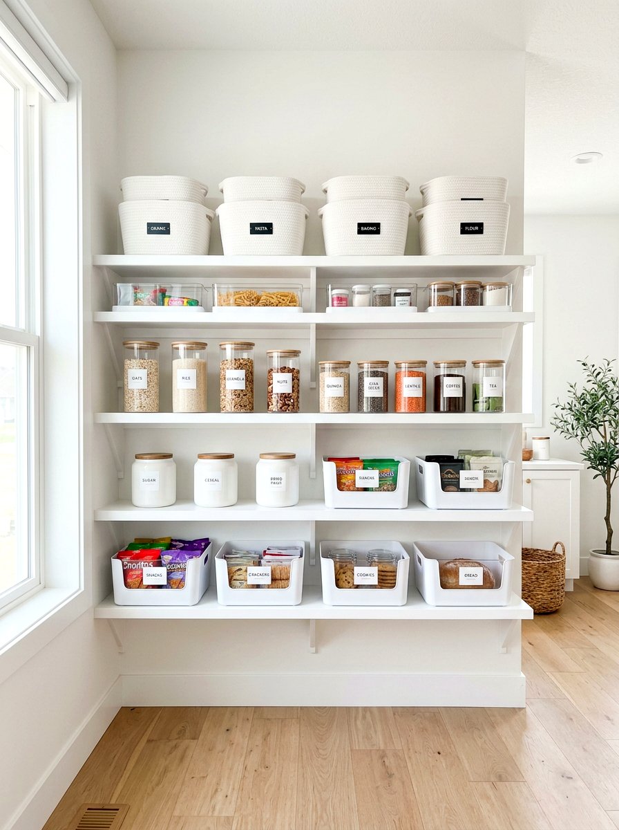 Minimalist White Shelf - 30 snack pantry ideas
