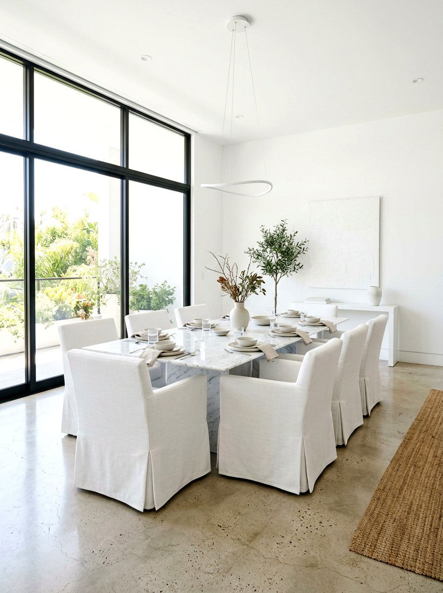 Minimalist White Skirted Chair - 30 skirted dining chair ideas