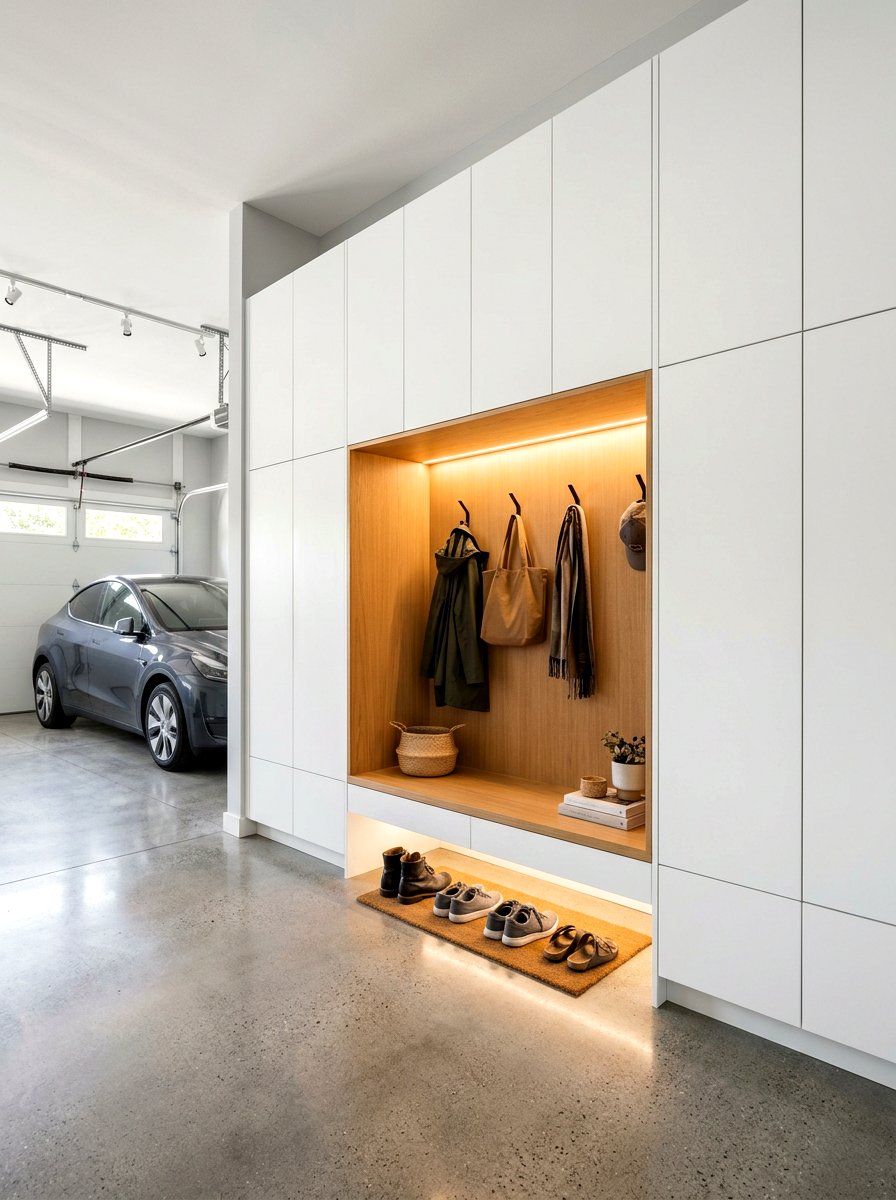 Minimalist White Storage - 30 garage mudroom ideas