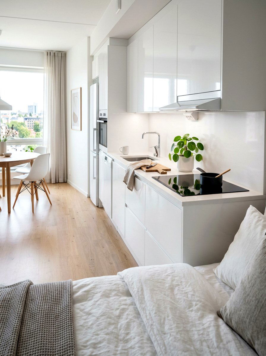 Minimalist White Studio Kitchen - 30 studio kitchen ideas