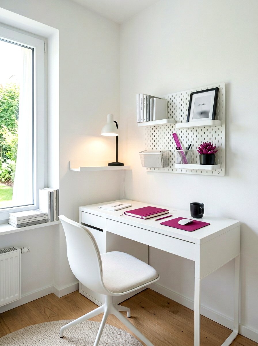 Minimalist White Study Corner - 30 kids study corner ideas