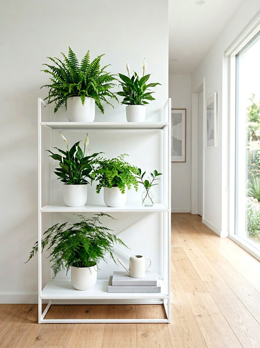 Minimalist White Tiered Shelf - 30 vertical garden shelf ideas