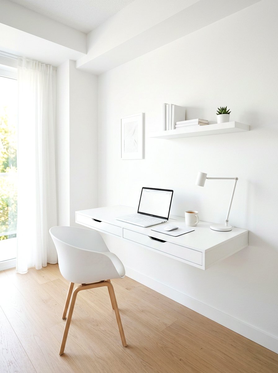 Minimalist White Wall Desk - 30 wall desk ideas