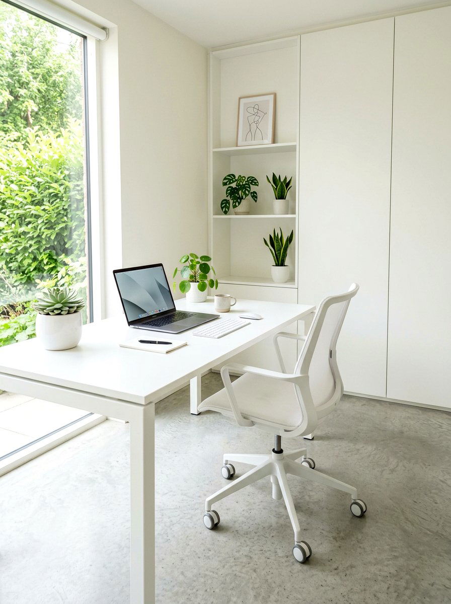 Minimalist White Workspace - 30 creative studio office ideas