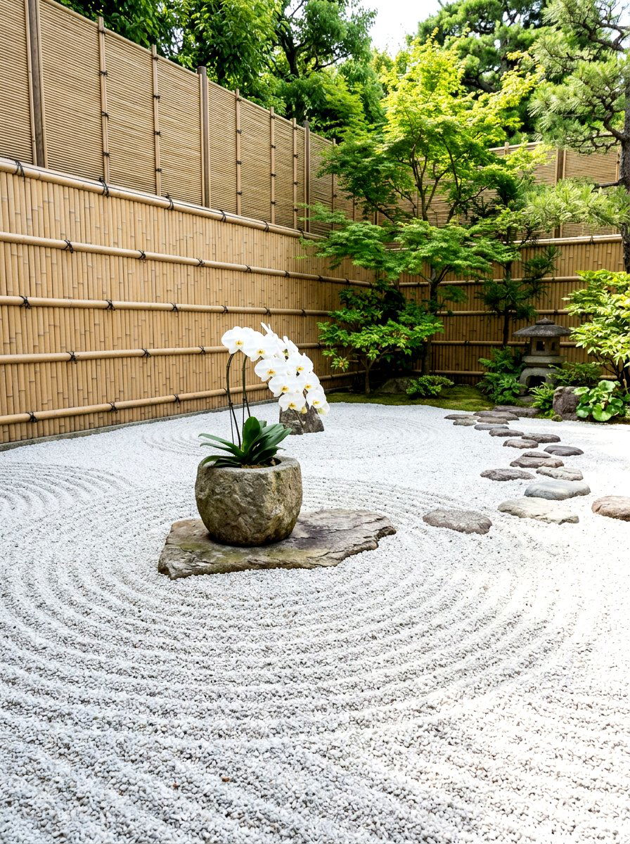 Minimalist White Zen Garden - 30 white bloom garden ideas