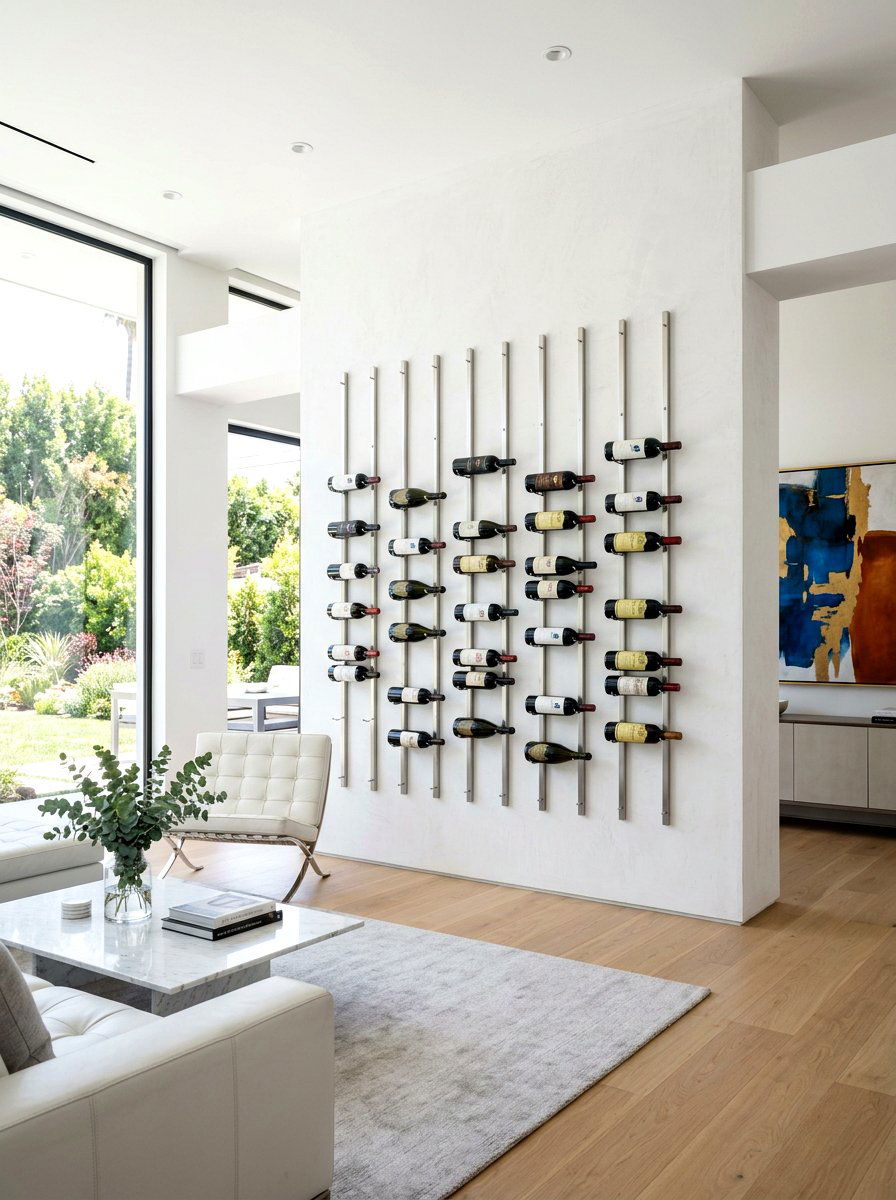 Minimalist Wine Rod - 30 wine wall display ideas