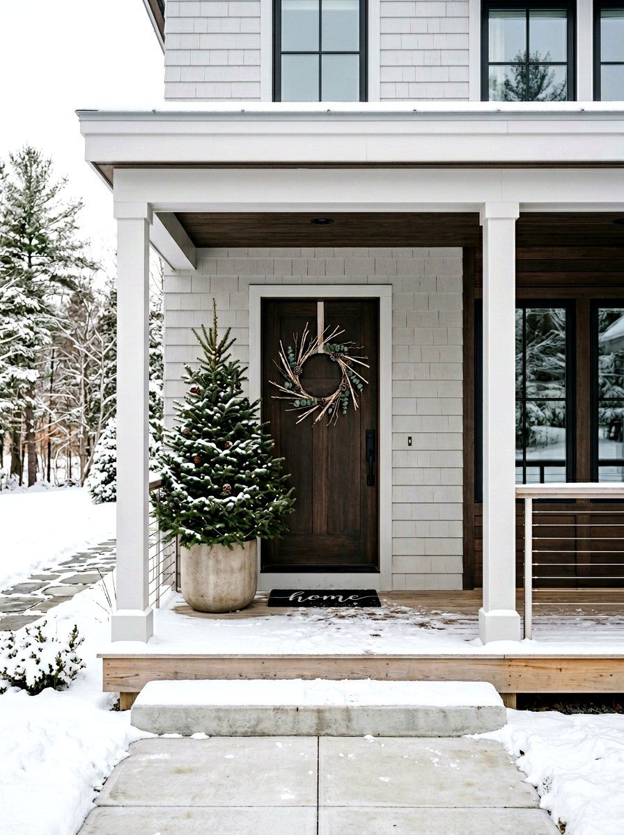 Minimalist Winter Porch - 30 winter front porch ideas