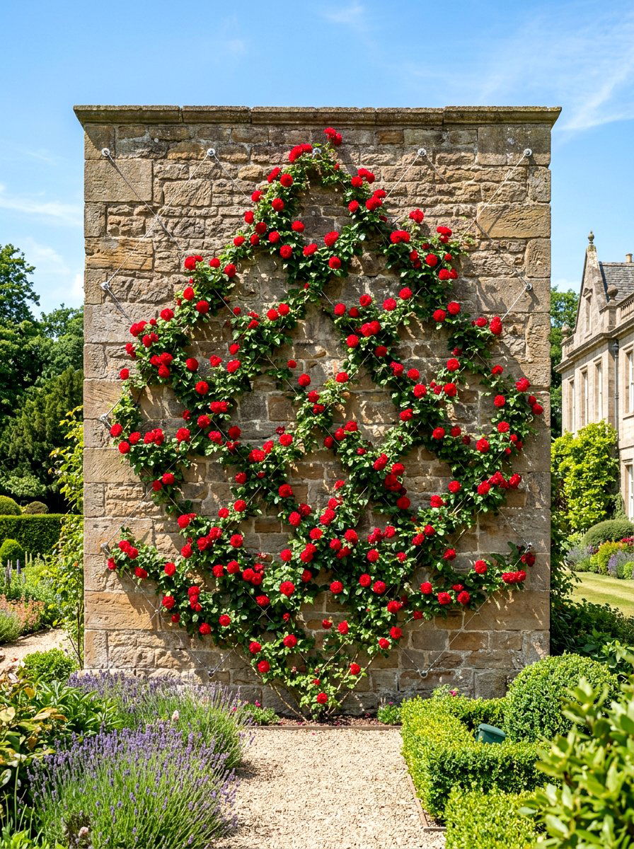Minimalist Wire Eyelet - 30 rose trellis wall ideas