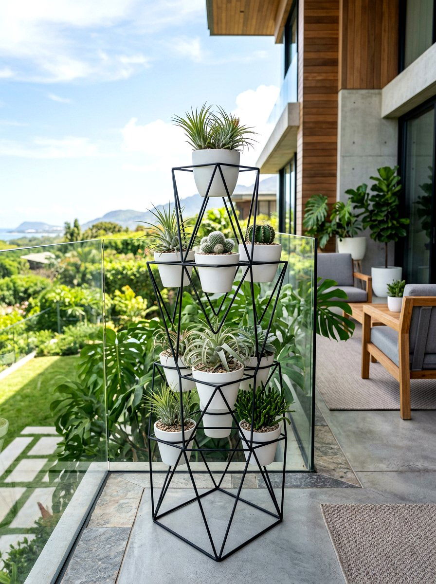 Minimalist Wire Frame Stand - 30 container garden stand ideas