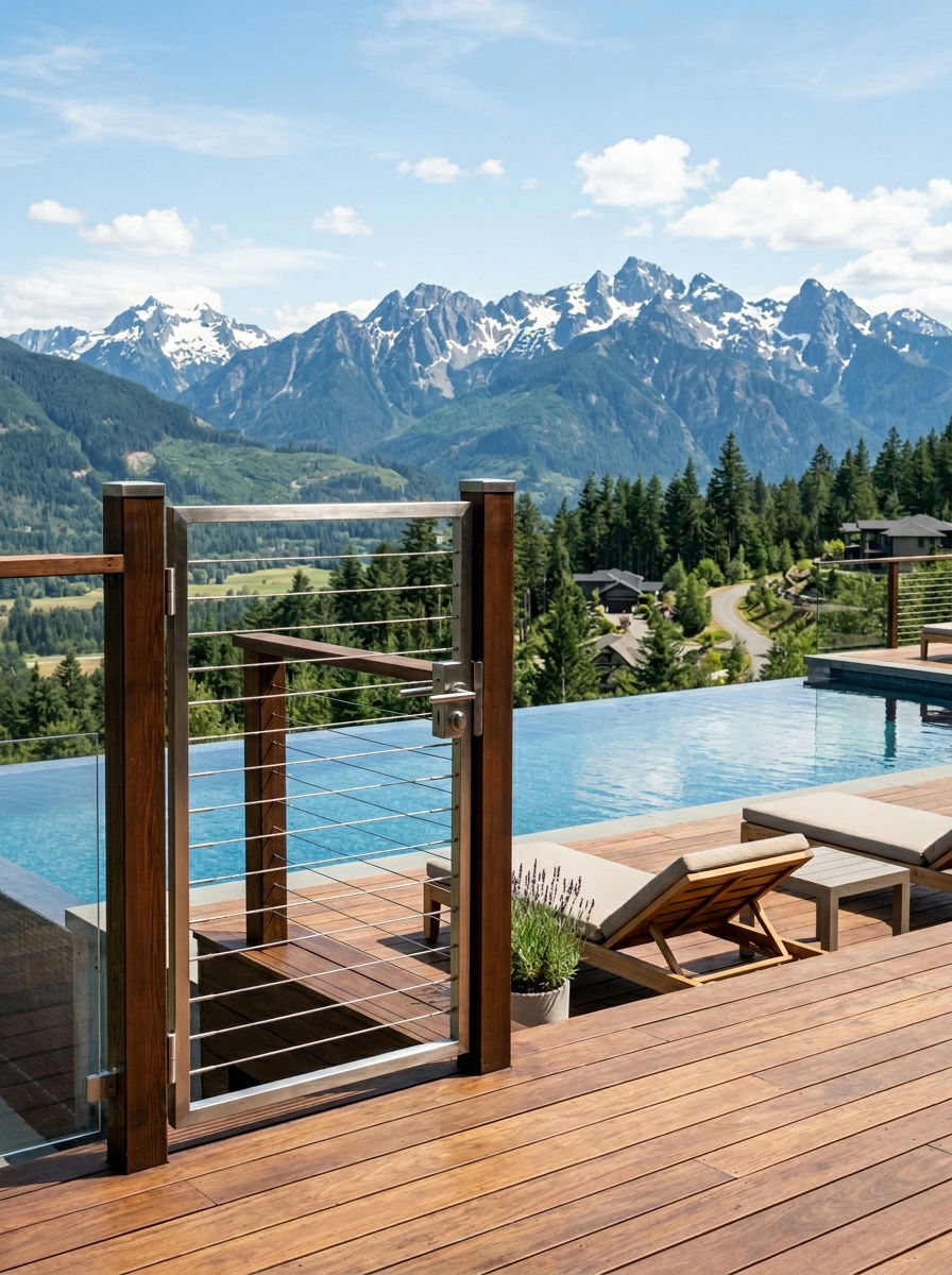 Minimalist Wire Pool Gate - 30 pool gate ideas