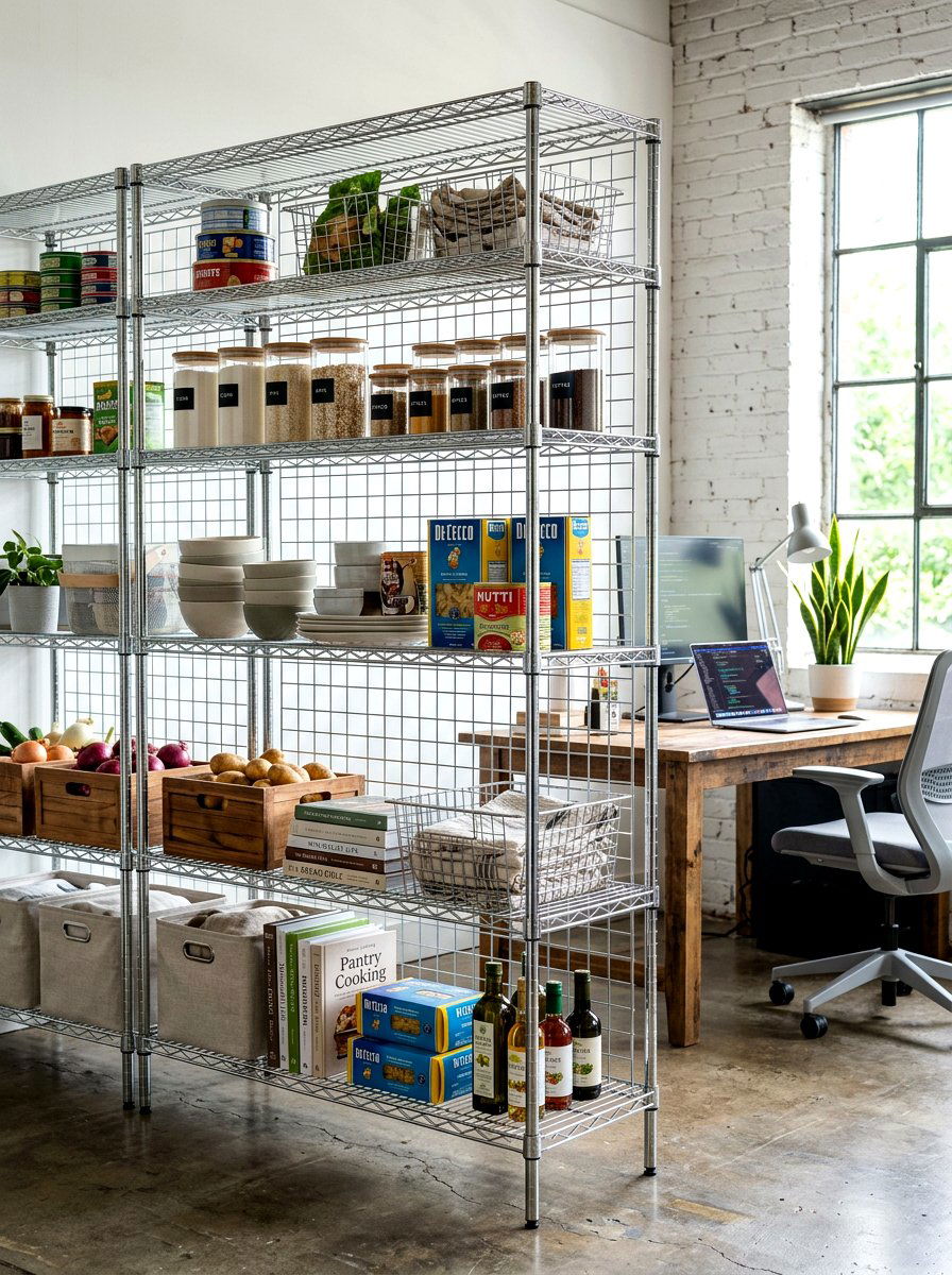 Minimalist Wire Shelf Partition - 30 bookshelf divider apartment ideas