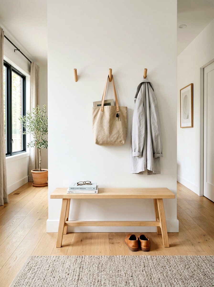 Minimalist Wood Bench With Hooks - 30 entry bench and hooks ideas