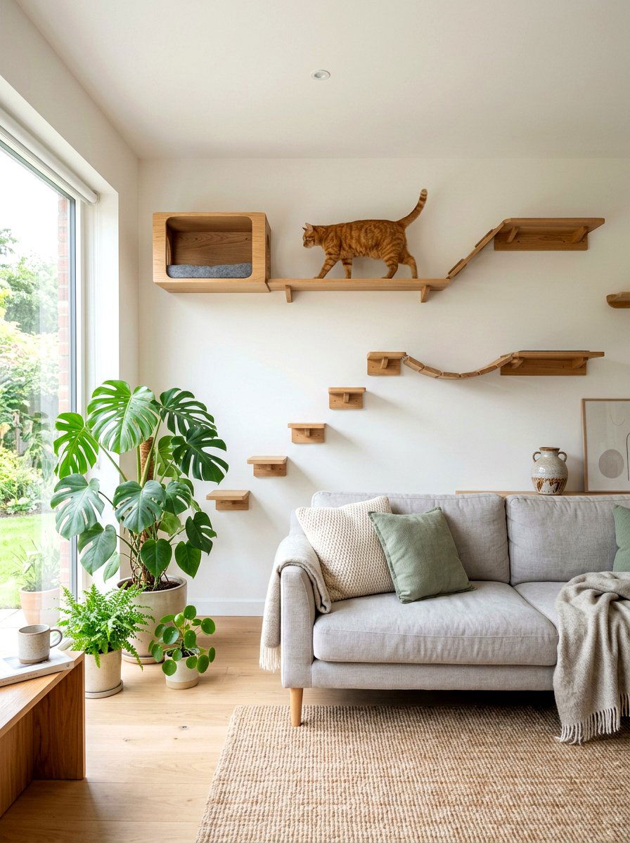 Minimalist Wood Cat Shelf Wall - 30 cat shelf wall ideas