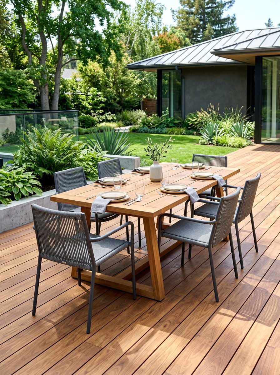 Minimalist Wood Deck Dining - 30 deck dining zone ideas