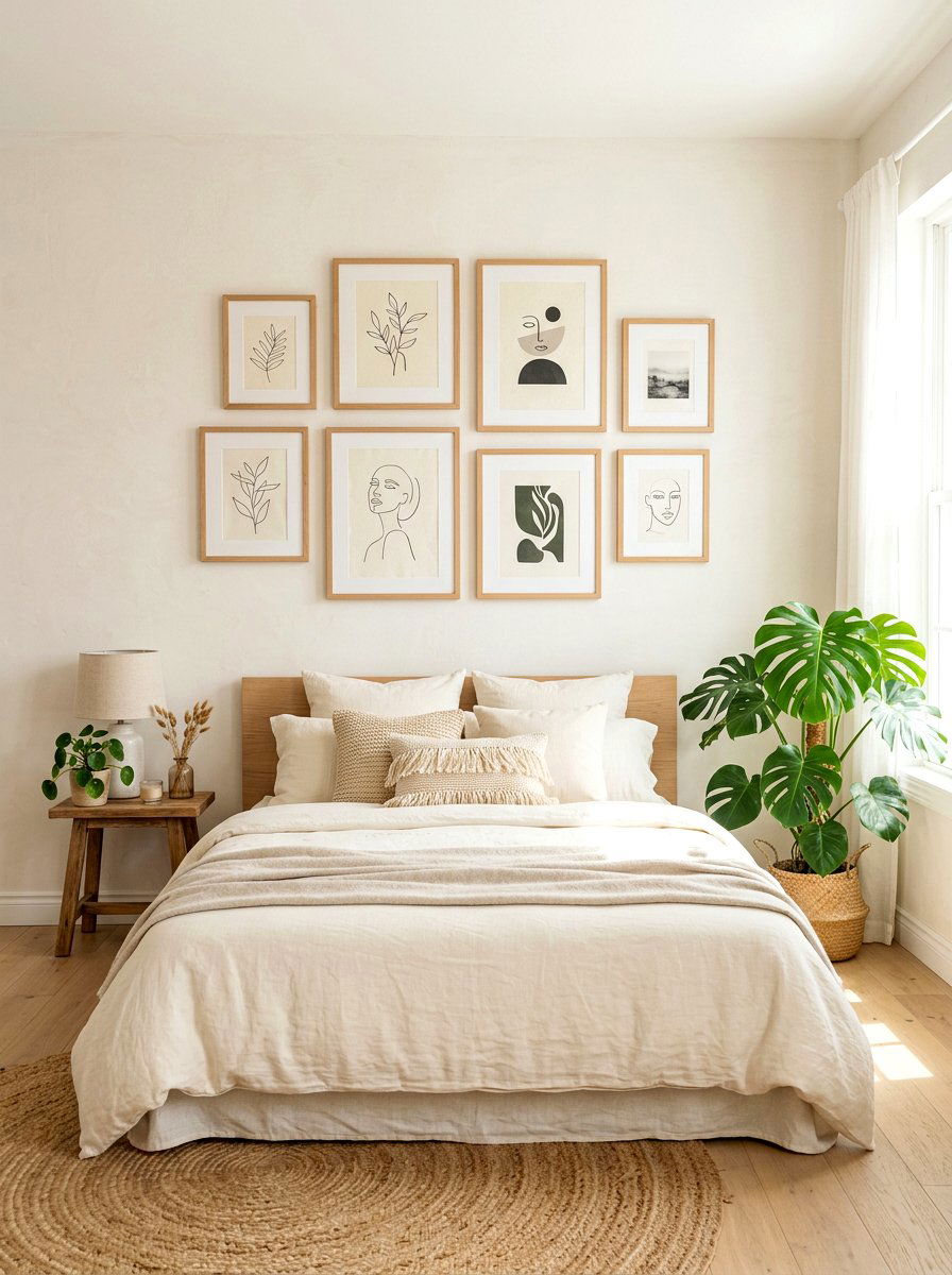 Minimalist Wood Frame Wall - 30 family photo wall ideas