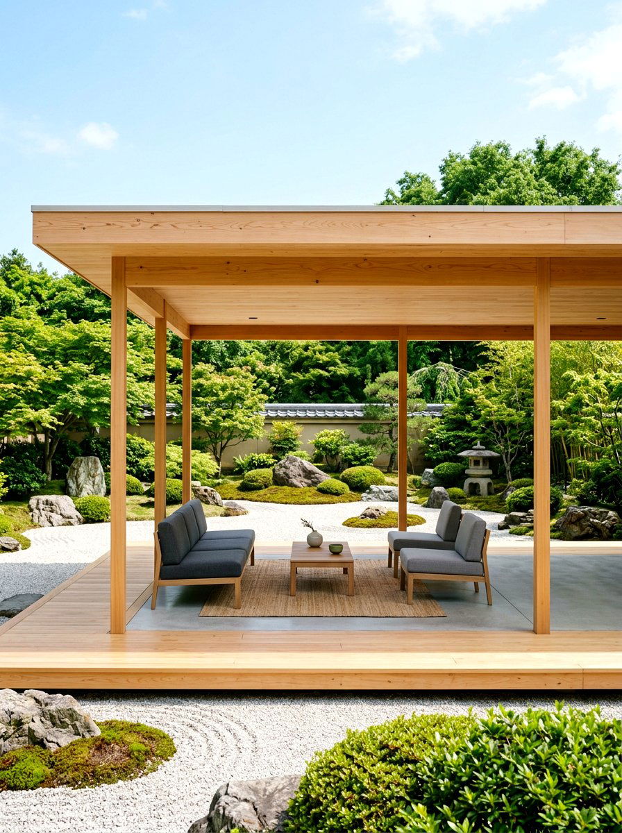 Minimalist Wood Pavilion - 30 wood pavilion patio ideas
