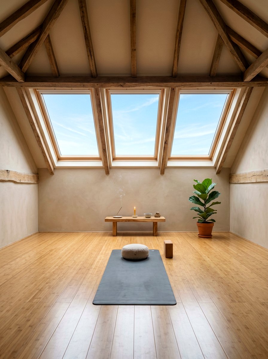 Minimalist Yoga Attic - 30 attic studio ideas
