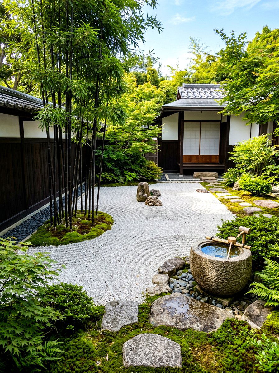 Minimalist Zen Courtyard - 30 shady courtyard garden ideas