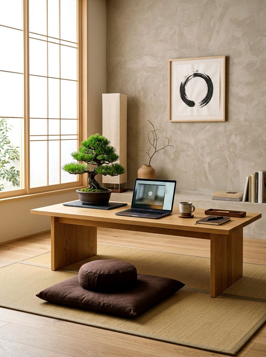 Minimalist Zen Space - 30 zoom background office ideas