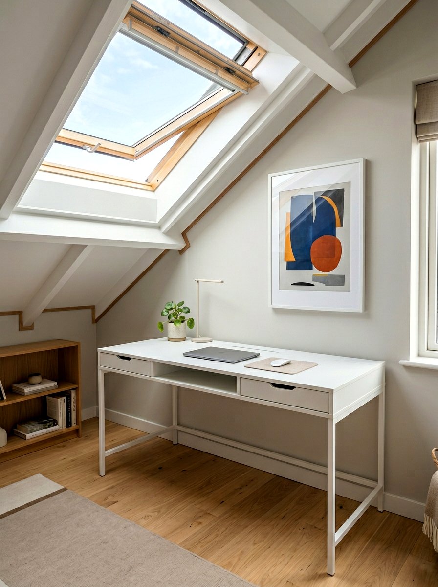 Minimalist attic desk - 30 attic office ideas