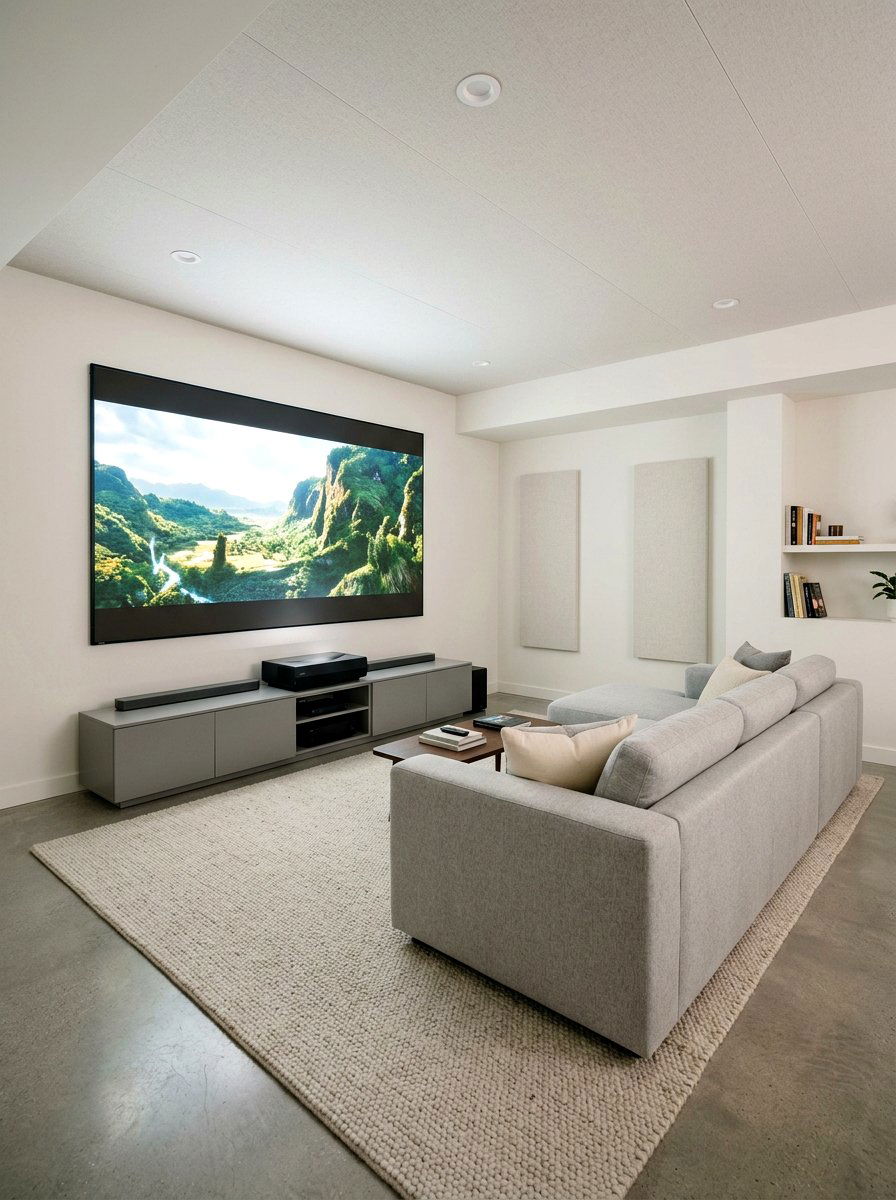 Minimalist basement home theater - 30 projector room ideas