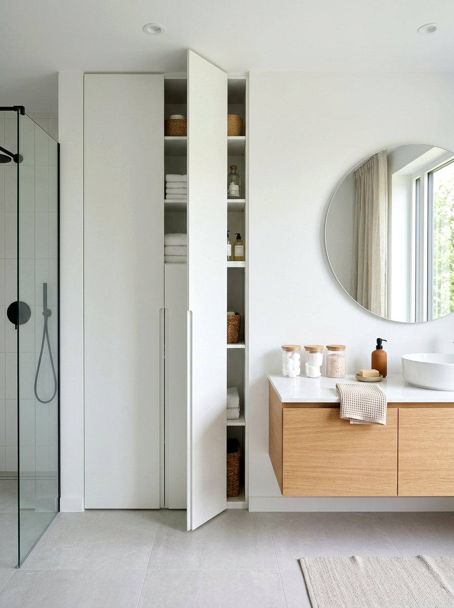 Minimalist bathroom storage - 30 Scandinavian bathroom ideas