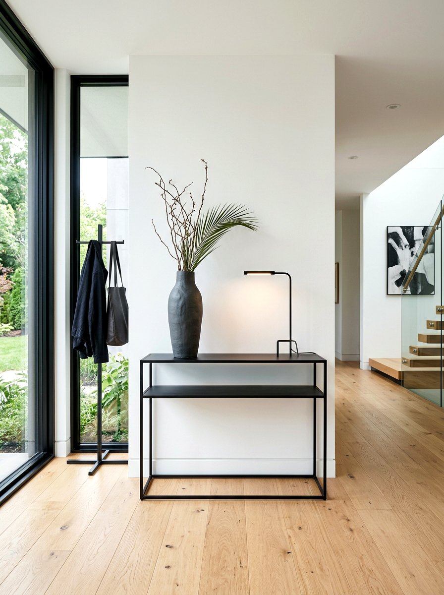 Minimalist black console table - 30 foyer console styling ideas
