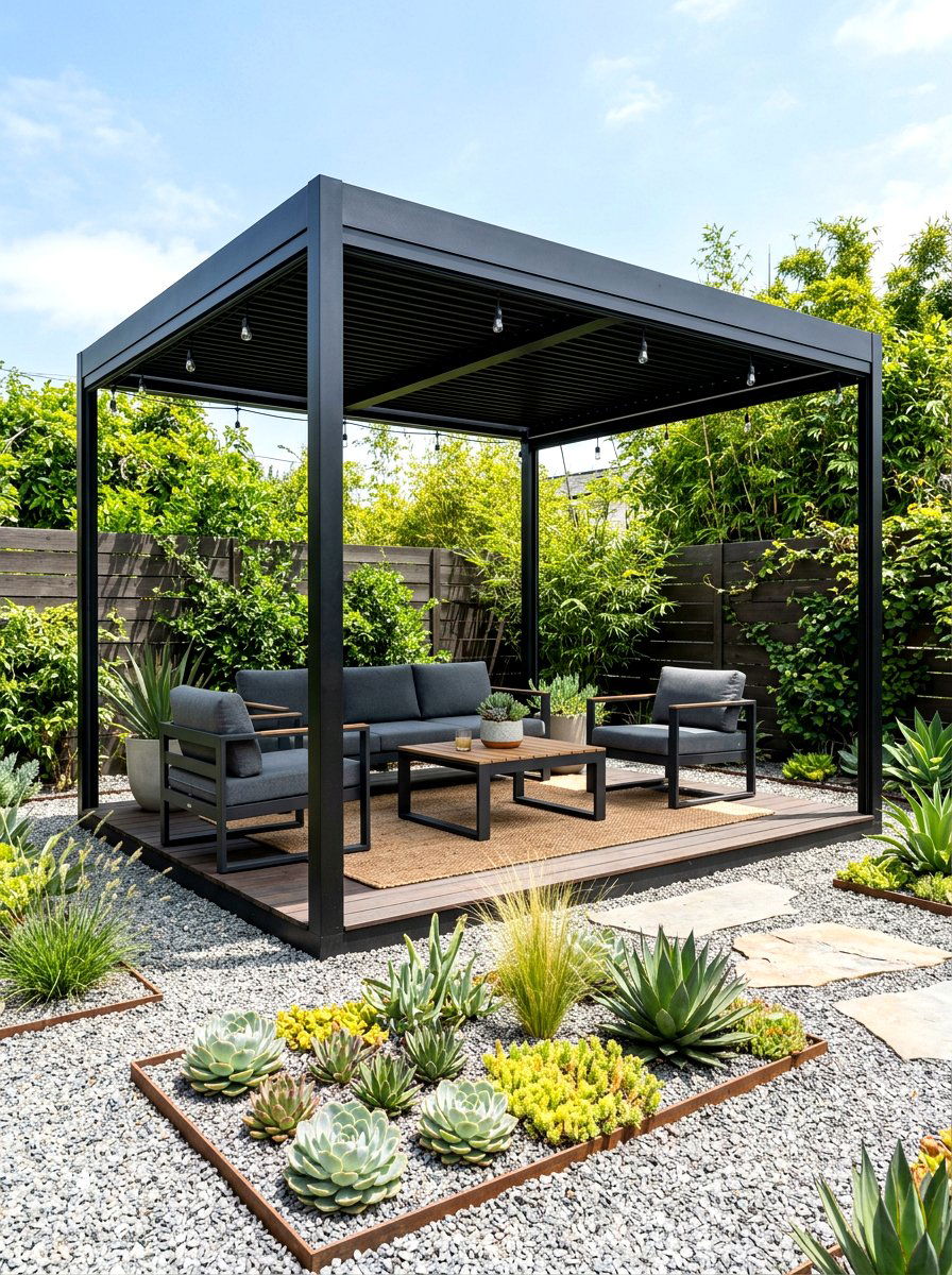 Minimalist black gazebo - 30 patio gazebo ideas