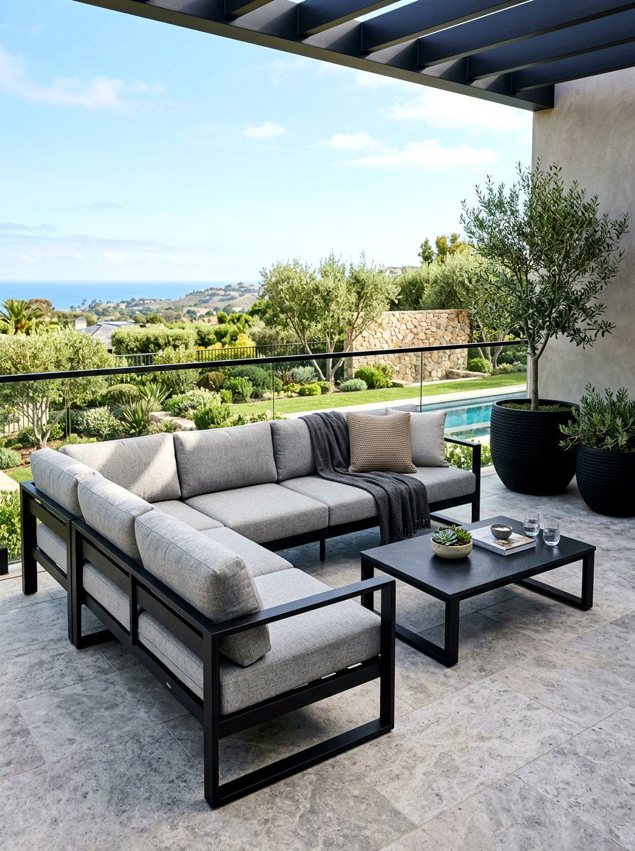 Minimalist black outdoor sofa scheme - 30 outdoor modular sofa ideas