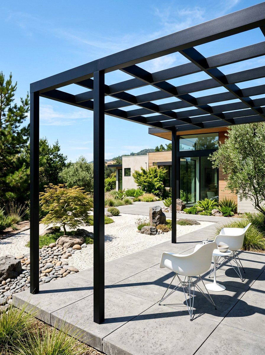 Minimalist black pergola - 30 black pergola ideas