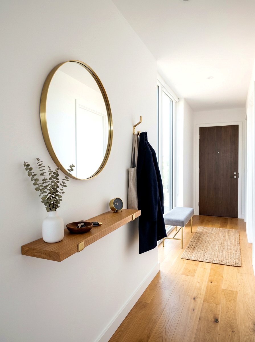 Minimalist brass entryway mirror - 30 antique brass mirror decor ideas