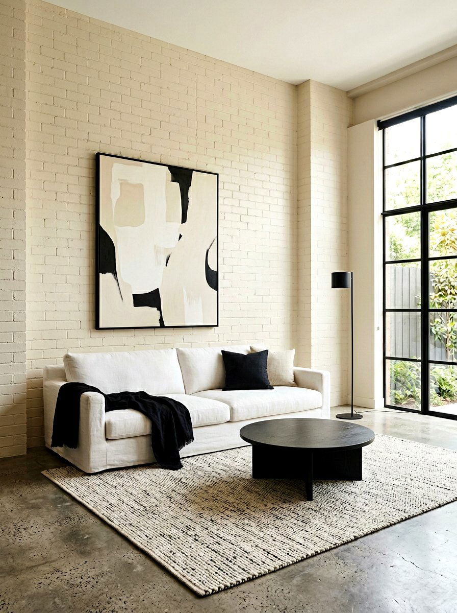 Minimalist brick living room - 30 brick accent wall ideas