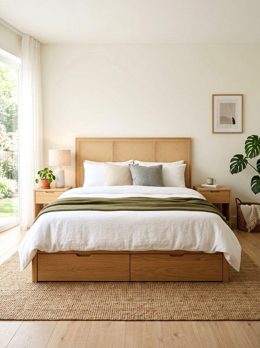 Minimalist cane headboard - 30 cane headboard ideas