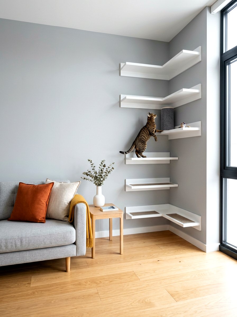 Minimalist cat climbing corner - 30 cat climbing corner ideas