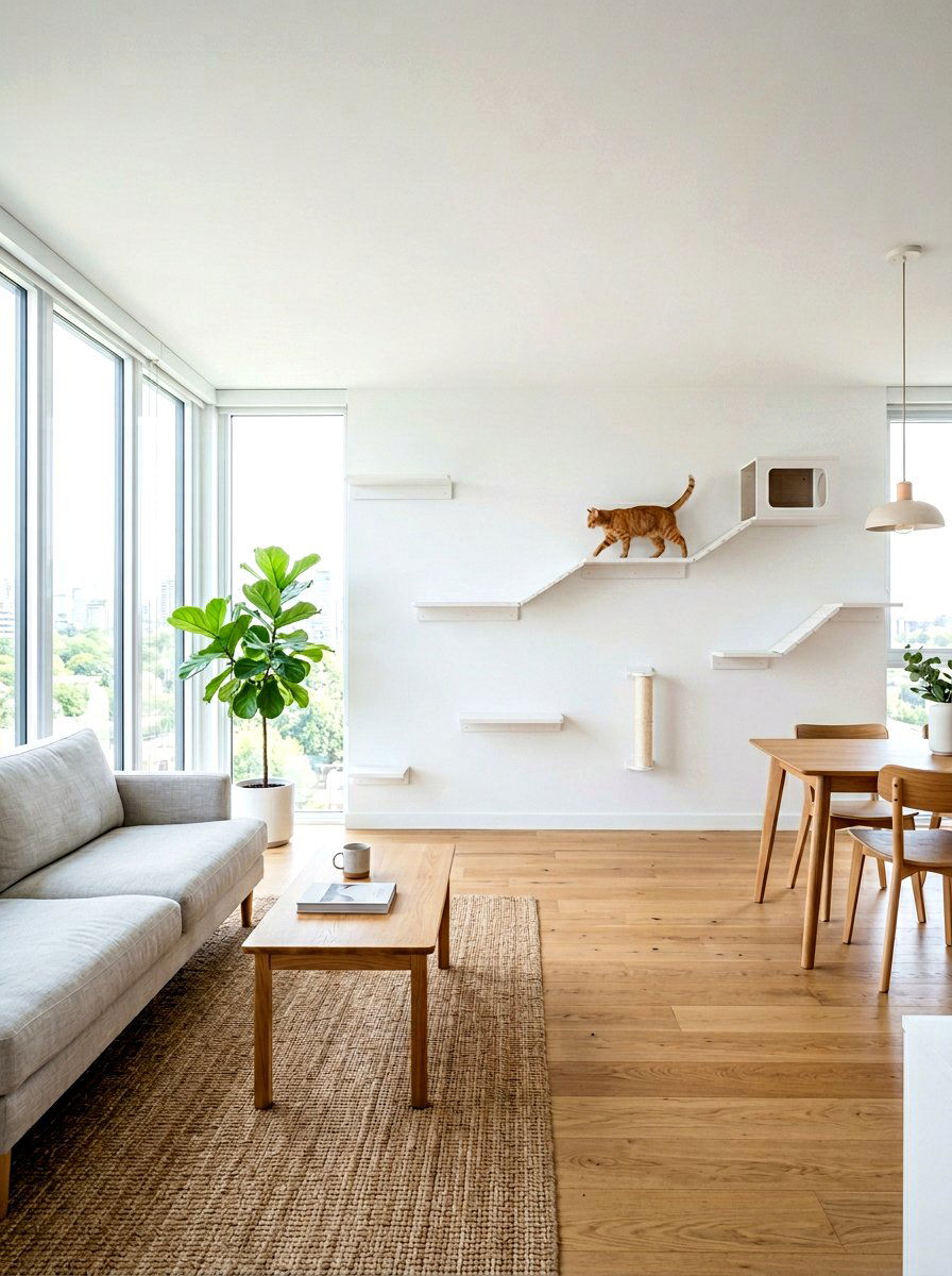 Minimalist cat climbing path - 30 cat climbing wall ideas