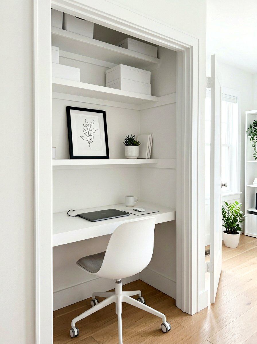 Minimalist closet office - 30 closet office ideas