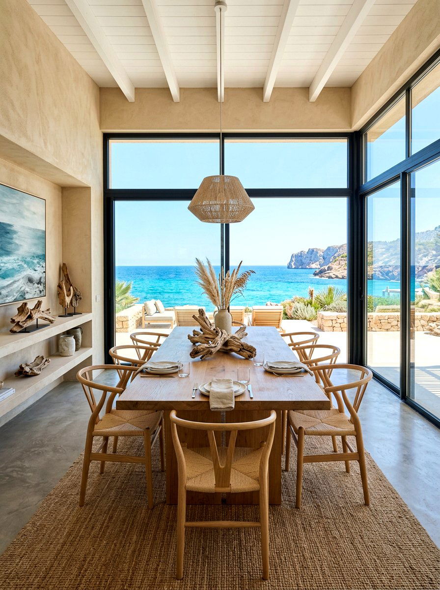 Minimalist coastal villa dining - 30 villa dining room ideas