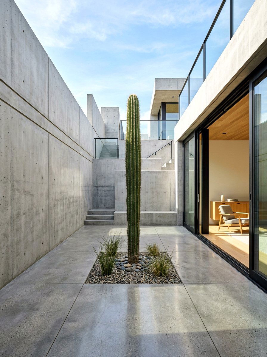 Minimalist concrete courtyard - 30 indoor courtyard home ideas