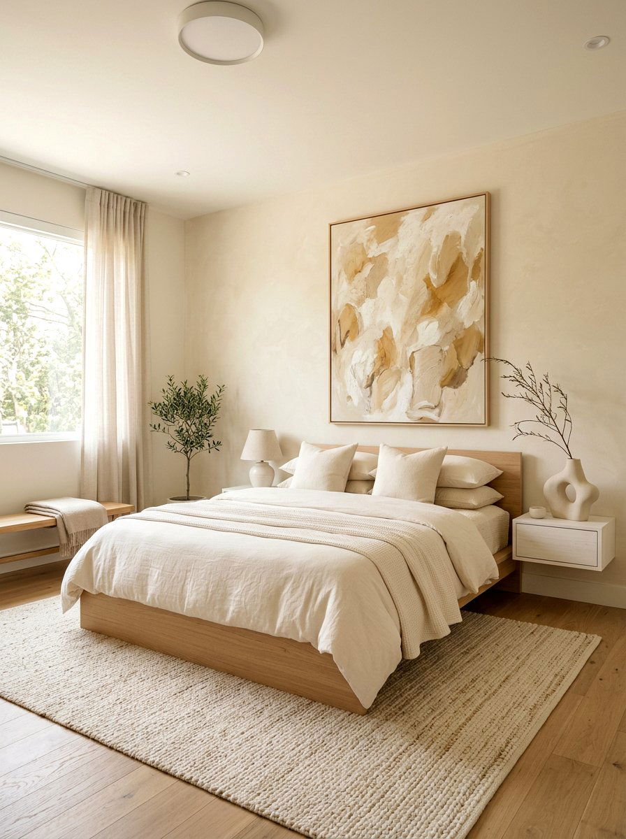 Minimalist cream bedroom - 30 cream bedroom ideas