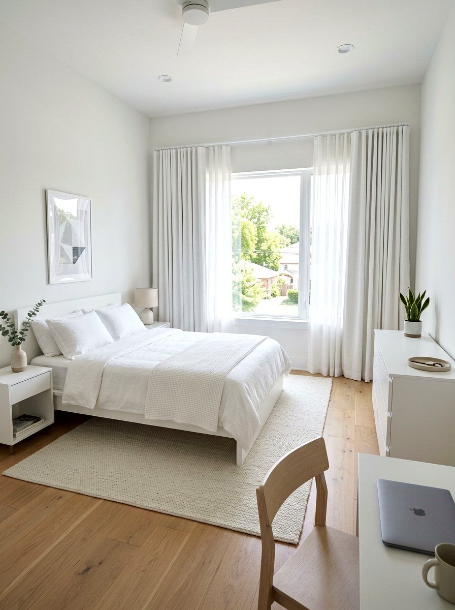 Minimalist curtain layering - 30 bedroom curtain layering ideas aesthetic