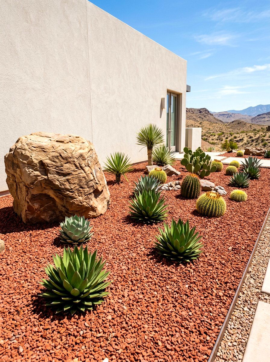 Minimalist desert succulent gravel bed - 30 gravel border garden ideas