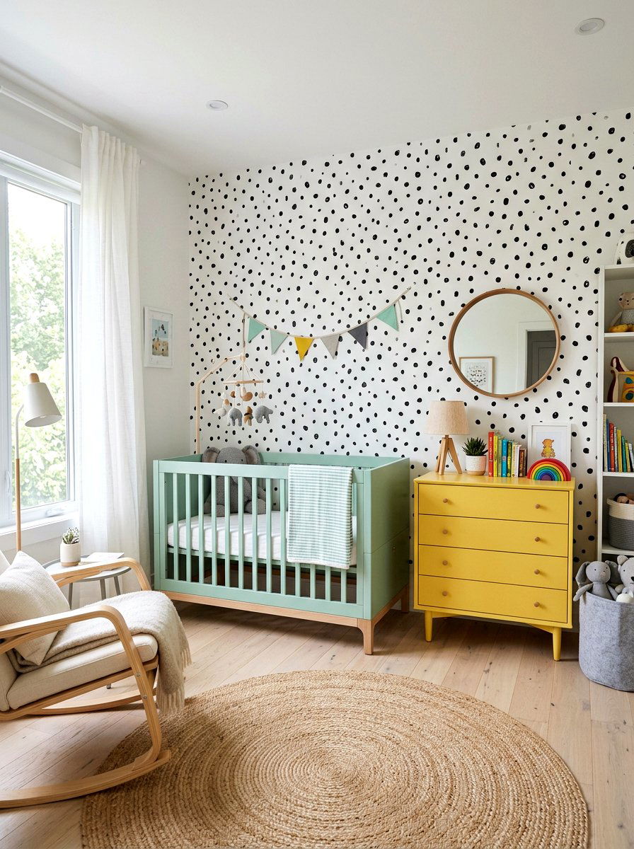 Minimalist dot nursery wallpaper - 30 nursery wallpaper ideas