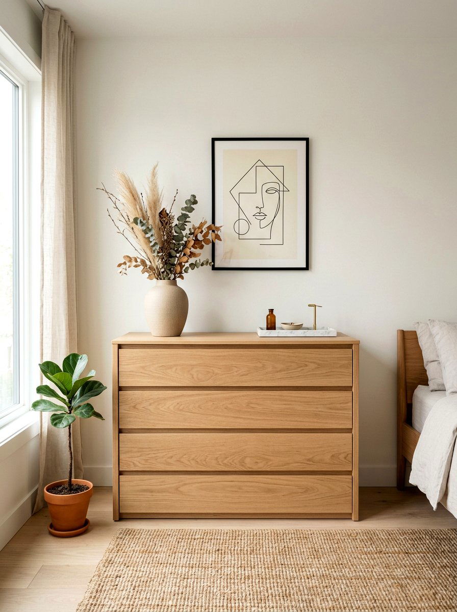 Minimalist dresser with zero tech - 30 phone free bedroom ideas for adults