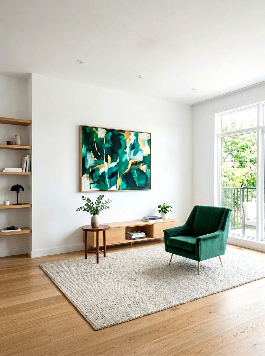Minimalist emerald green living room - 30 emerald green living room ideas